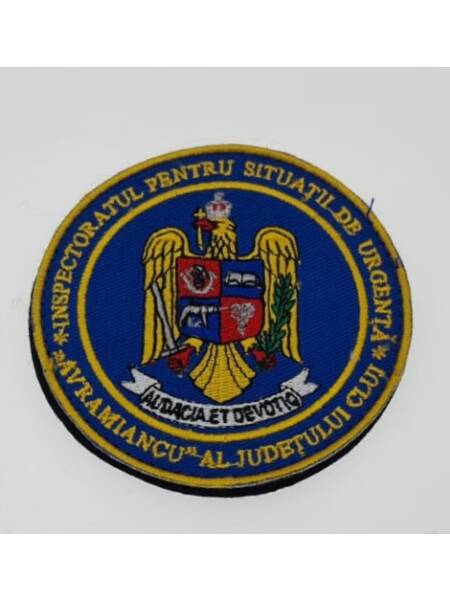 EMBLEMA CU SCAI BRODATA  INSPECTORATUL PENTRU SITUATII DE URGENTA "AVRAM IANCU AL JUDETULUI CLUJ"
