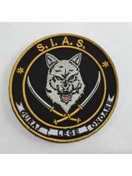 EMBLEMA ROTUNDA BRODATA LUPUL DACIC SIAS CU BANDA VELCRO