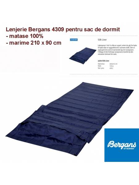 LENJERIE BERGANS 4309 DIN MATASE 100% PENTRU SAC DE DORMIT MODEL DREPTUNGHIULAR, MARIME 210 X 90 CM