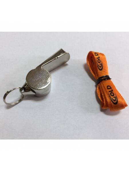 FLUIER METALIC CU BILA DIN PLUTA SNUR PORTOCALIU