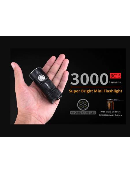 LANTERNA TACTICA BORUIT 3000 LUMENI BC15