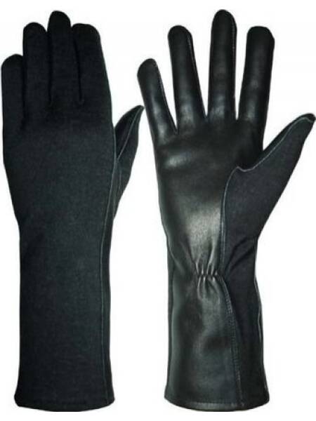 MANUSI DE PILOT DIN NOMEX SI PIELE CULOARE NEGRU