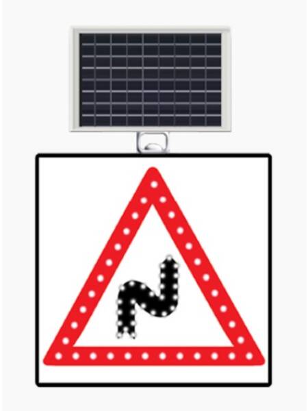 INDICATOR RUTIER SOLAR CURBA DUBLA LA DREAPTA 60X60CM