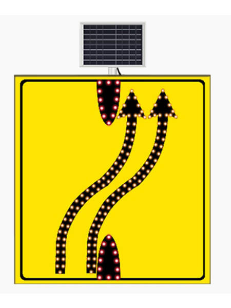 INDICATOR RUTIER SOLAR TEMPORAR ABATERE TEMPORARA DOUA BENZI LA DREAPTA 110X120CM