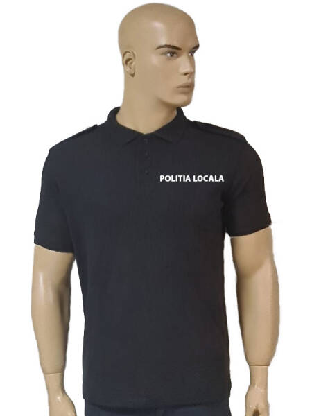 TRICOU BLACKUMEN POLO NEGRU CU EPOLETI INSCRIPTIONAT LA COMANDA POLITIA LOCALA...