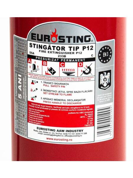 Stingator portativ presurizat permanent cu pulbere ABC P12