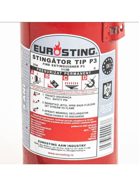 Stingator portativ presurizat permanent cu pulbere ABC P3