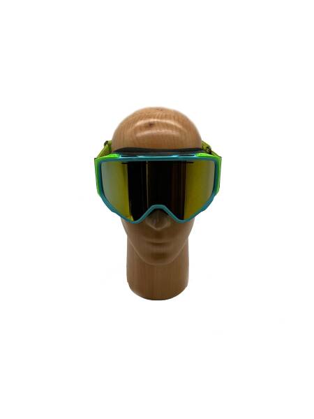 OCHELARI SKI FUMURII CAMELEON AURIU CU ELASTIC AJUSTABIL VERDE SI RAMA BLEU