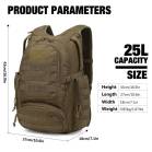 Rucsac tactic Molle de drumetie pentru camping, drumetii militare, 25/35L Coyote